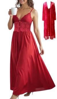 Nuisette et kimono dentelle M-L-XL-XXL Rouge