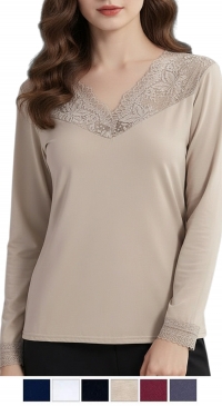 Tricot sous-pull avec dentelle - M au XXL - 85 % coton