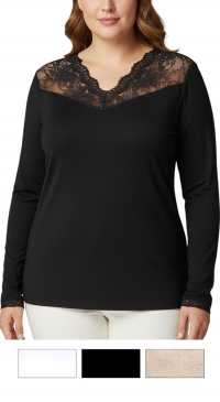 Sous-pull 85% coton col évasé dentelle - M au XXL
