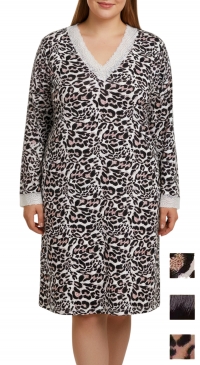 Chemise de nuit imprimé animalier et dentelle M au 3XL