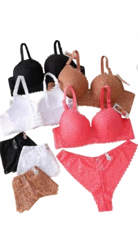 Soutien-gorge push-up dentelle bonnet D avec brésilien