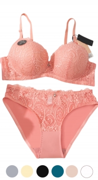 Soutien-gorge dentelle bonnet D avec culotte