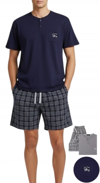 Pyjama été tshirt uni et short carreaux unisexe M L XL XXL XXXL