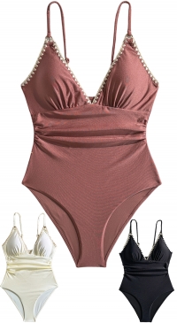 Maillot une pièce avec bordure tissée