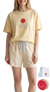 Pyjama short été coton pour femme avec message positif