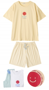 Pyjama short été coton pour femme avec message positif