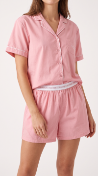 Pyjama été 100% coton haut à boutonner et short à élastique
