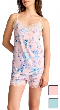 Pyjama short imprimé fleuri bordures dentelle M L XL 2XL 3XL (dernier lot)