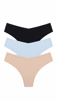 Culotte tanga sans couture coupe en V unie – Assortiment S/M et L/XL
