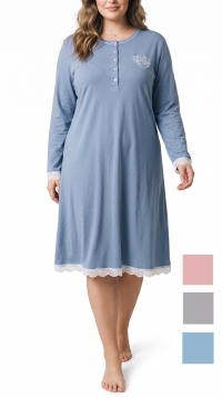Chemise de nuit à broderie Love molletonné élasthanne et dentelle – Assortiment M-L-XL-XXL-XXXL