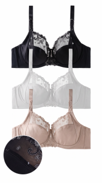 Soutien-gorge emboîtant avec armatures et broderie florale Bonnet C – Assortiment 95C à 120C