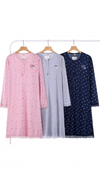 Chemise de nuit imprimée coeurs maille côtelée col boutons M L XL XXL XXXL