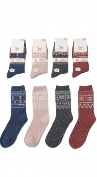 Paires de chaussettes laine couleurs automne-hiver motifs jacquard (35 au 40)