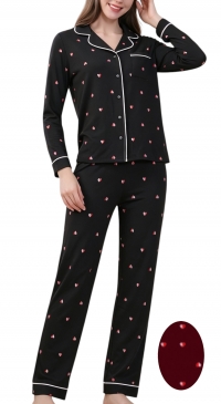 Pyjama molletonné imprimé de coeurs S M L XL XXL