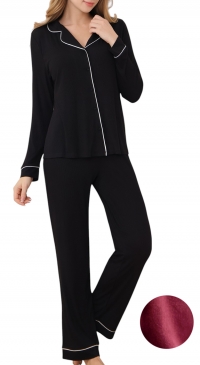 Pyjama uni avec liseré en contraste tissu molletonné S M L XL XXL