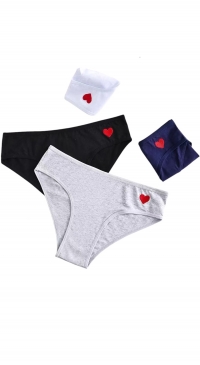 Lot de culottes coloris unis avec petit coeur sur la hanche S/M et L/XL