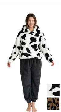 Pyjama pilou pilou capuche 2 imprimés animaliers S M L XL