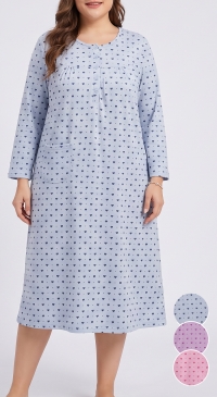 Chemise de nuit avec poche - molletoné imprimé petits cœurs – Assortiment M, L, XL, 2XL et 3XL