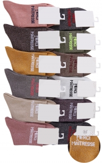 Chaussettes pailletées imprimées avec message 'merci maîtresse'
