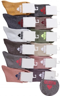 Chaussettes pailletées imprimées avec message 'Queen'