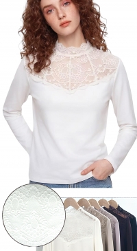 Tricot sous-pull col haut dentelle S/M et L/XL