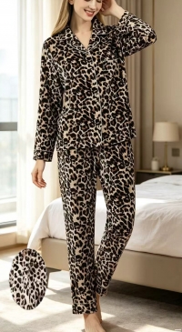 Pyjama léopard automne-hiver pour femme (M au XXXL)