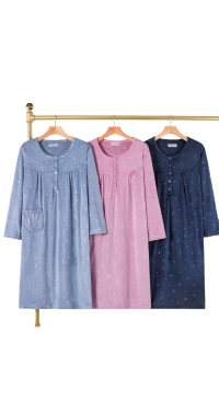 Chemise de nuit avec poche - molletoné imprimé  cœurs – M L 2XL 3XL