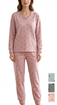 Pyjama imprimé molletonné imprimé coeurs M L XL 2XL 3XL