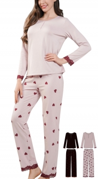 Pyjama molletonné pantalon imprimé coeurs S M L XL 2XL