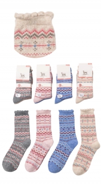 Paires de chaussettes laine imprimés jacquard coloris clairs (35 au 40)